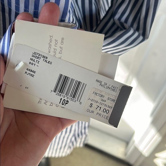 Jones New York tunic length Button Down Shirt with Asymmetrical Color E - Picture 3 of 11